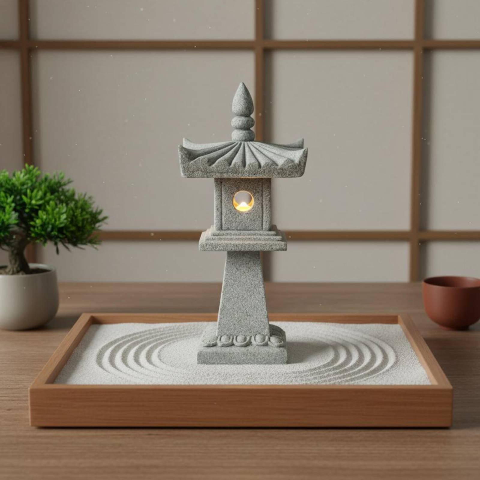Bonsai Garden Miniature - Miniature Stone Lantern Antique Finish Bonsai