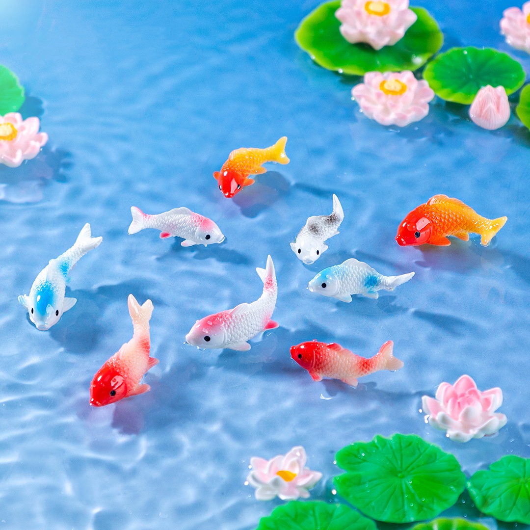 Bonsai Garden Miniature - 10PCS Mini Koi Fish Resin Goldfish